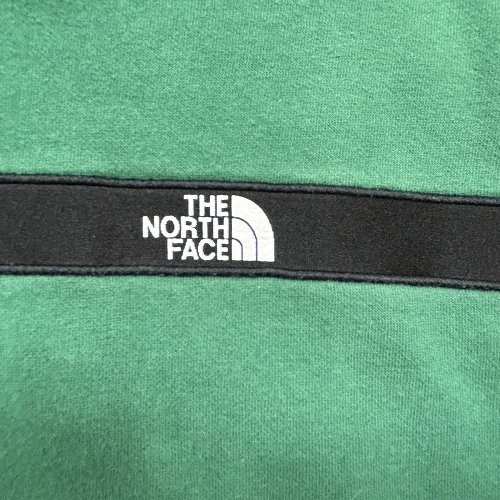 NORTH FACE Hoodie Men's M Green Black Stripe Outdoor Hiking Sweatshirt *HOLE
